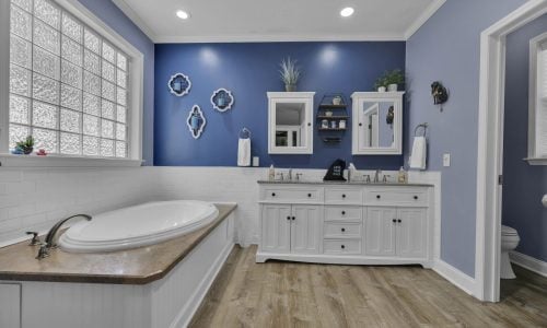 Master Bathroom With Jetted Tub, Shower, Double Sinks and Medicine Cabinets